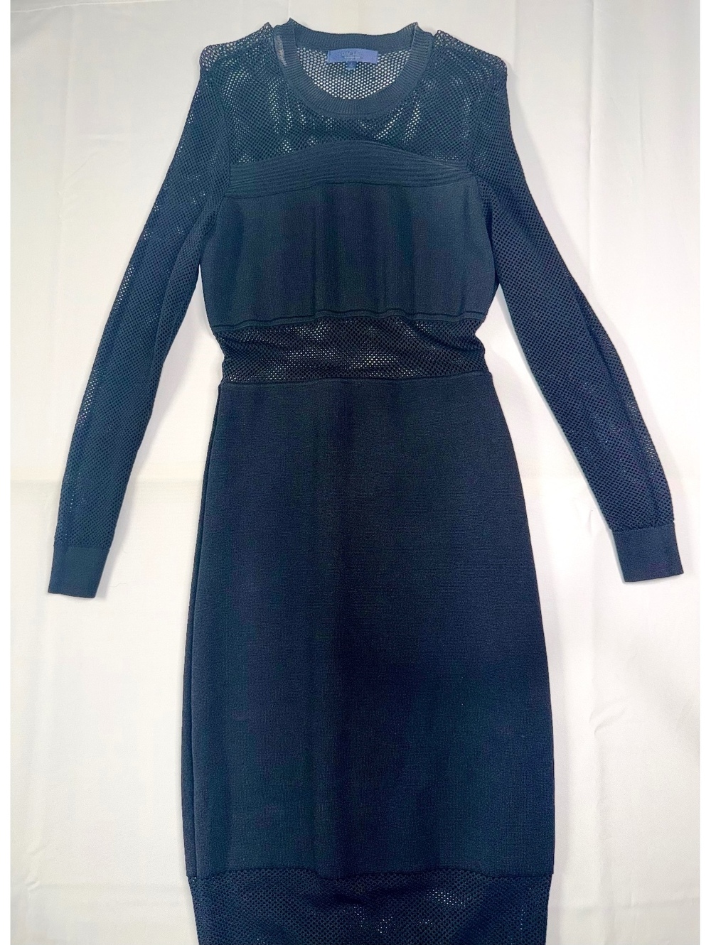 Rachel Roy Black Mesh Panel Knit Dress
